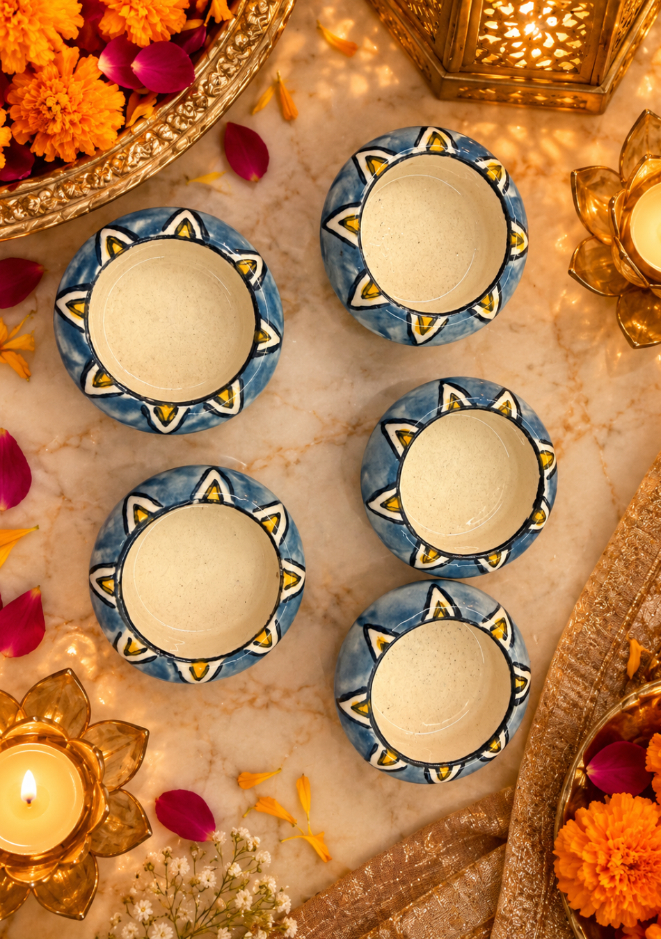 Aravalii Grey Aura Handcrafted Diya Set of 6