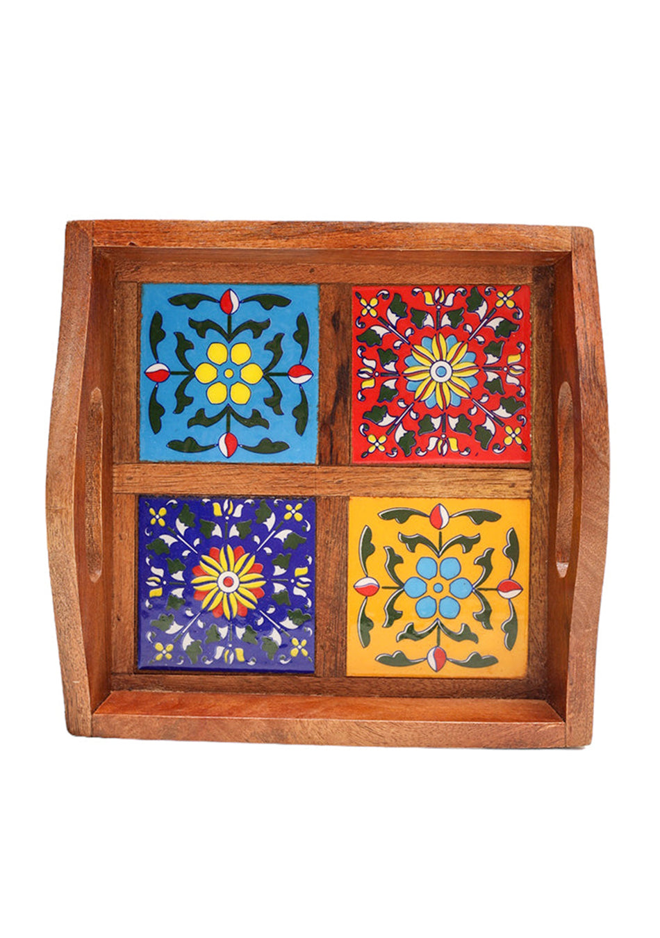 Blue Pottery Boxy Colourful Serving Tray