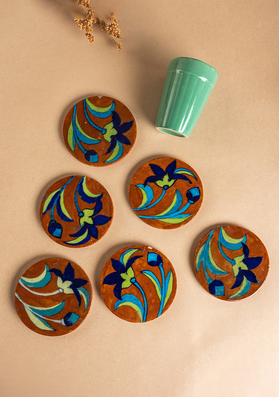 Bloom Blue Pottery Coasters
