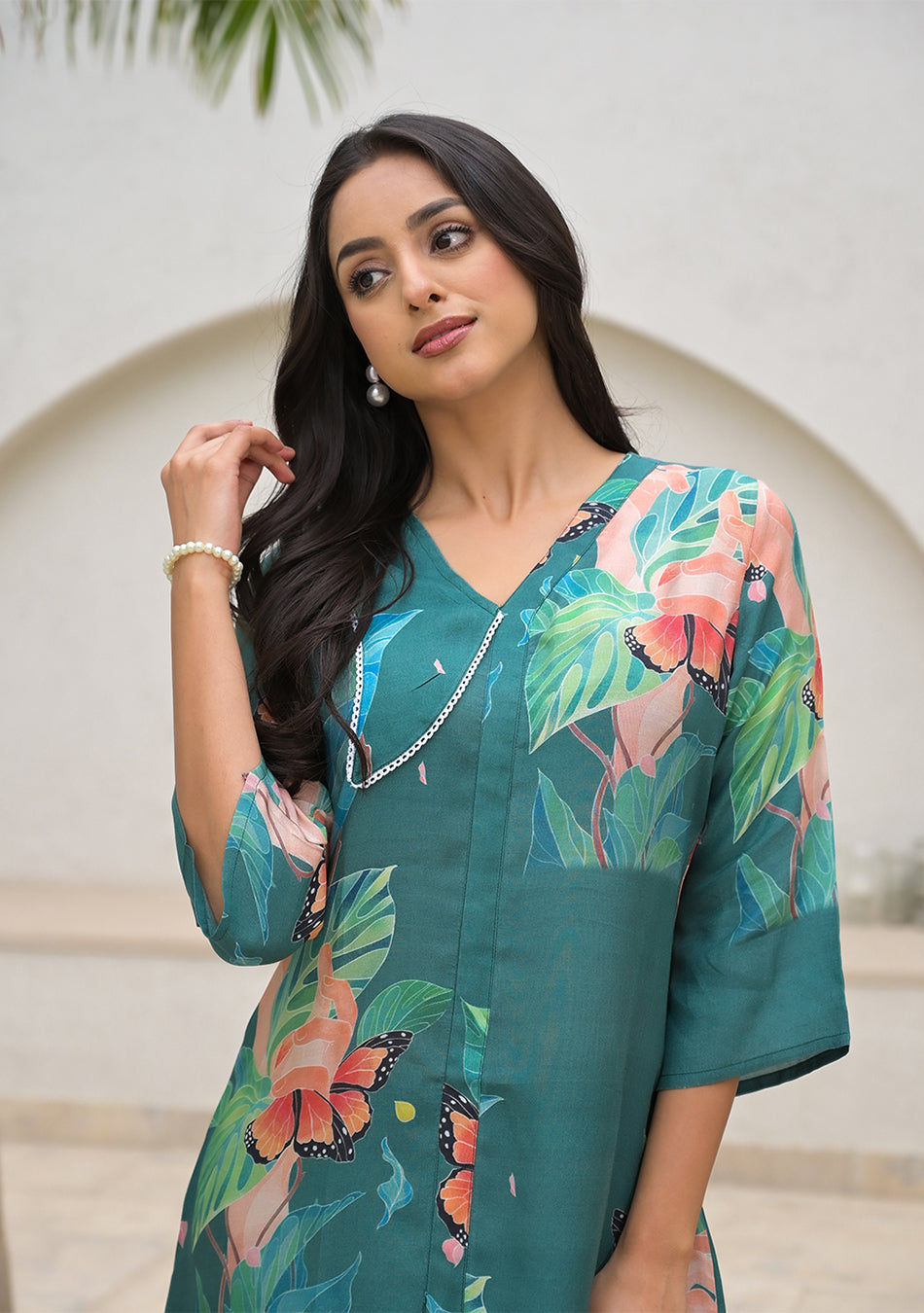 Dark Green Digital Printed Muslin Co-ord set