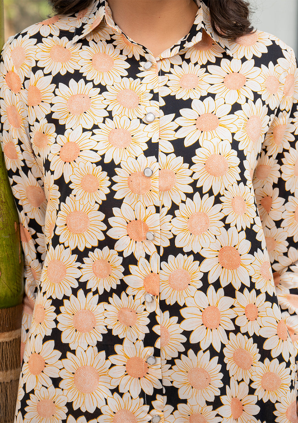 Black Floral Printed Rayon Co-ord Set