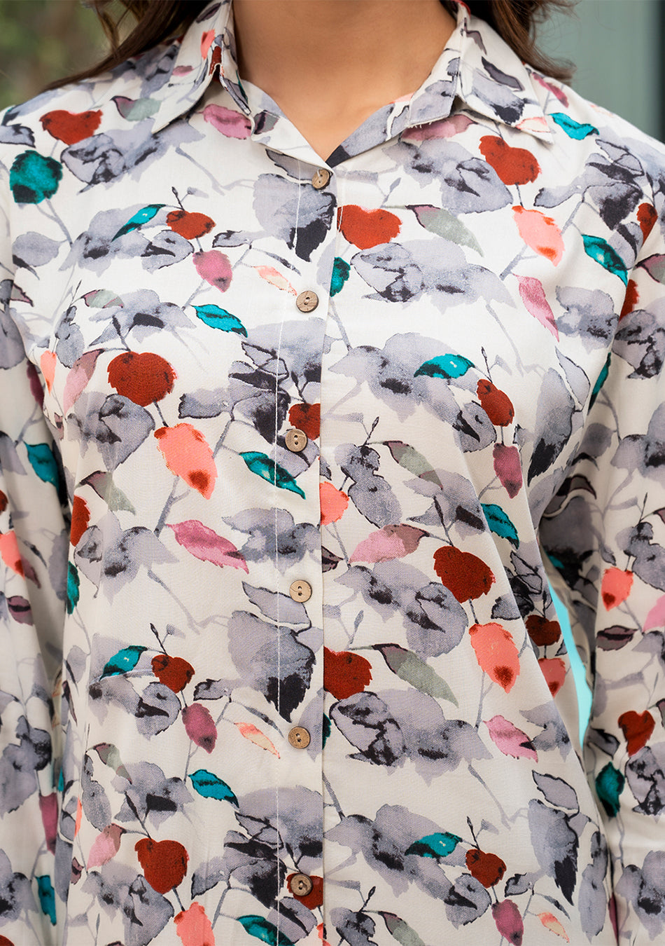 White Multicolor Floral Printed Rayon Co-ord Set