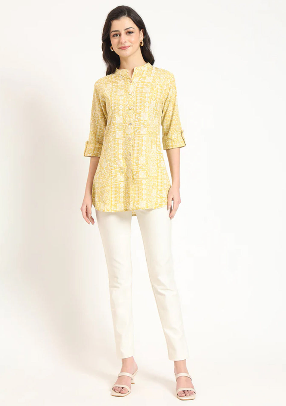 Yellow Cotton Fabric Straight Top