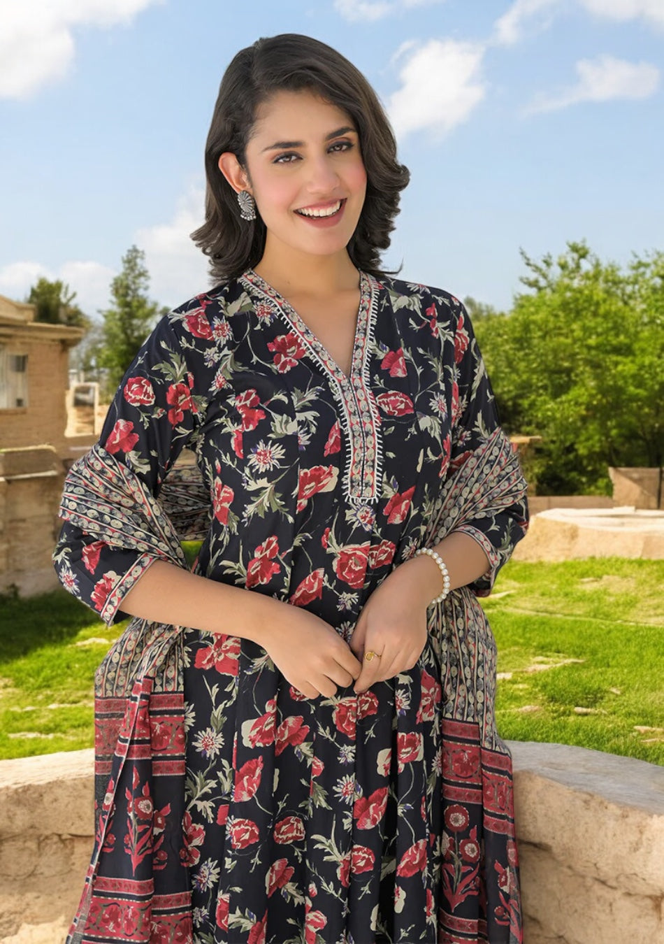 Twilight Rose Anarkali Set