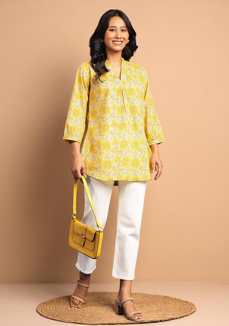 Sunflare Bloom Pleated Top