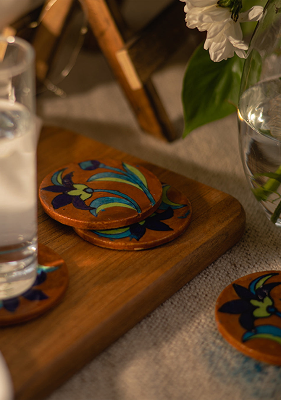 Bloom Blue Pottery Coasters