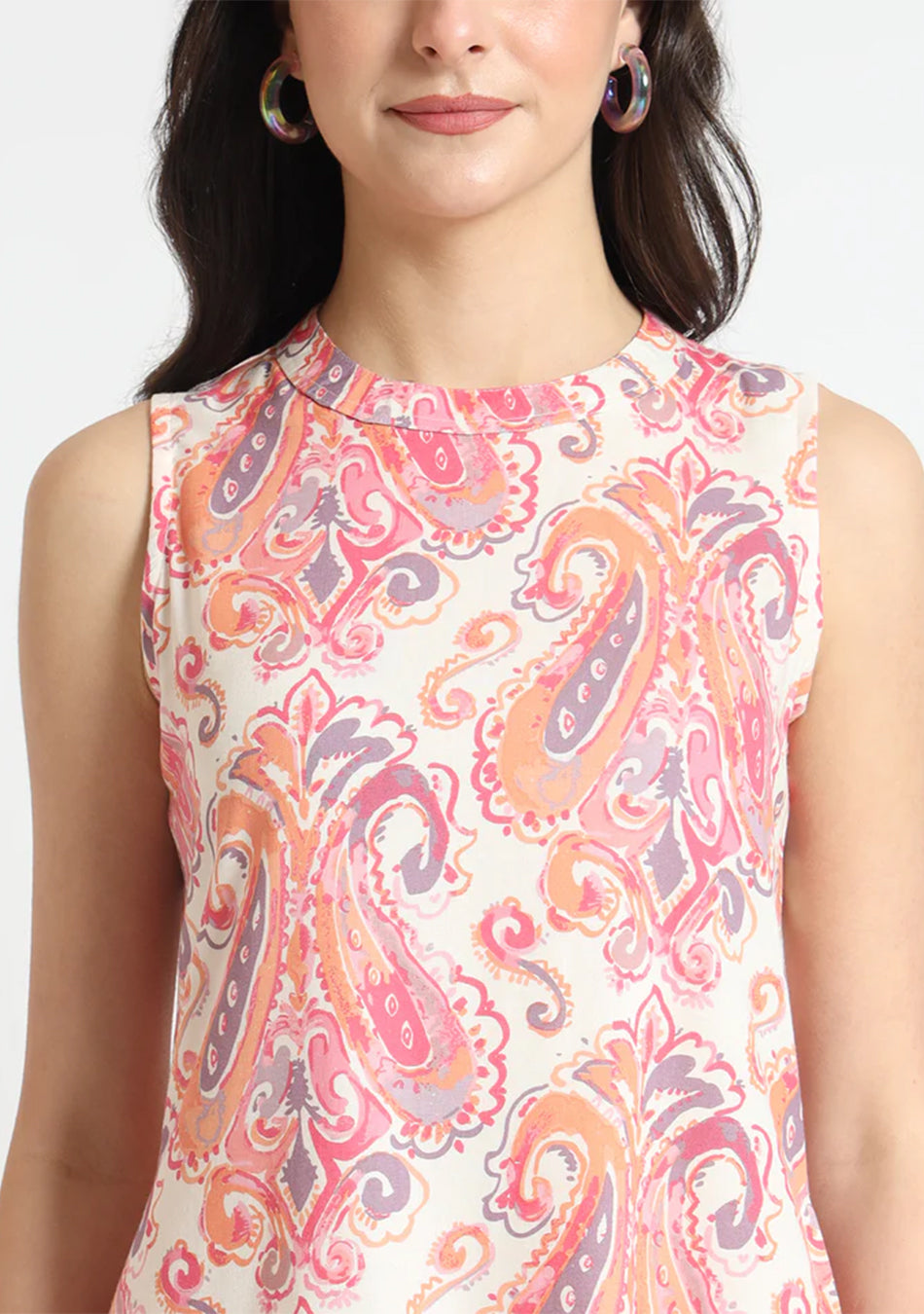 Cream Floral Print Rayon Fabric Straight Kurta with Pant