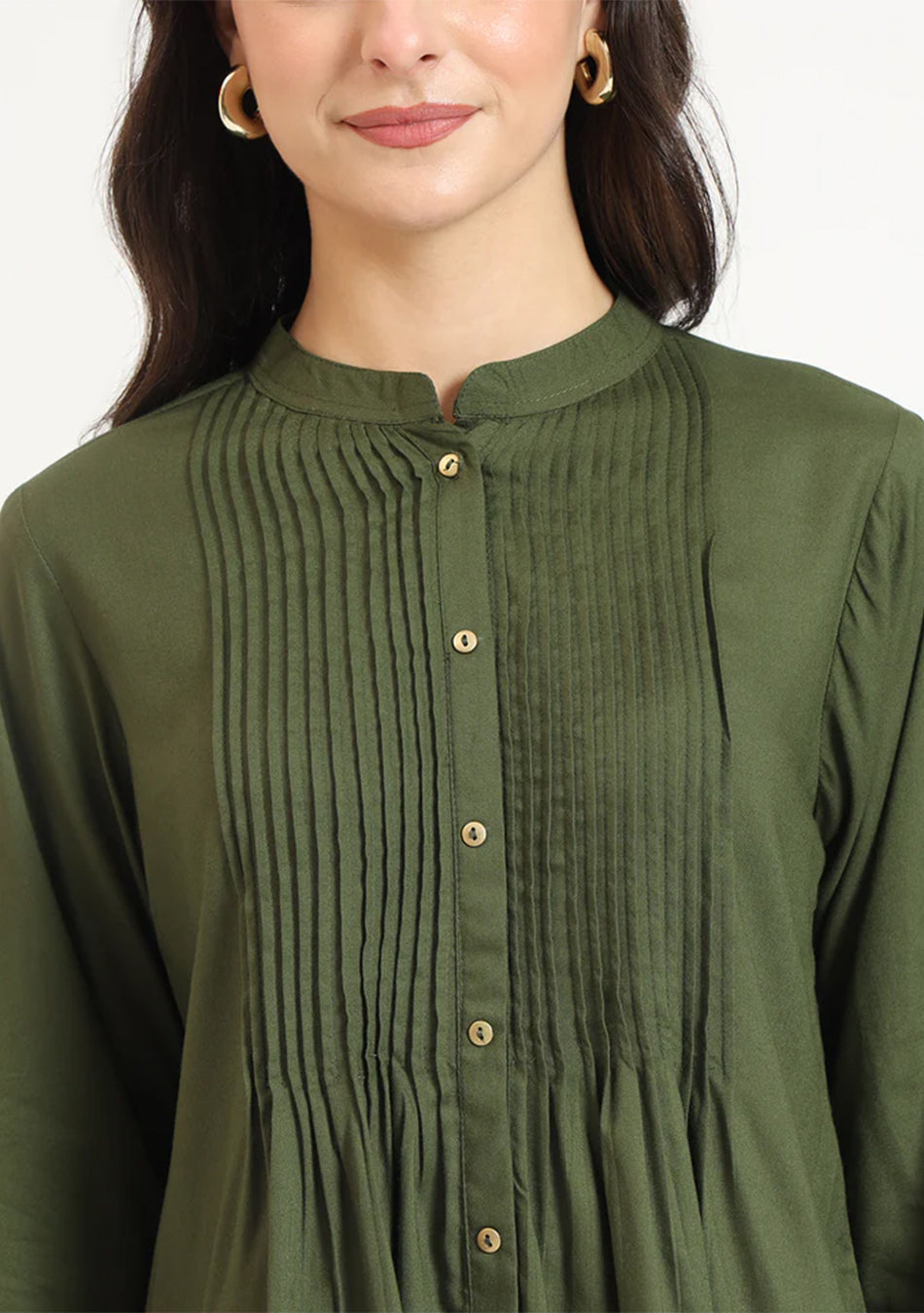 Olive Pintex Top