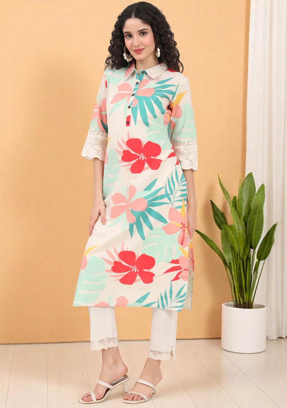 Blush & Teal Tropic Kurta