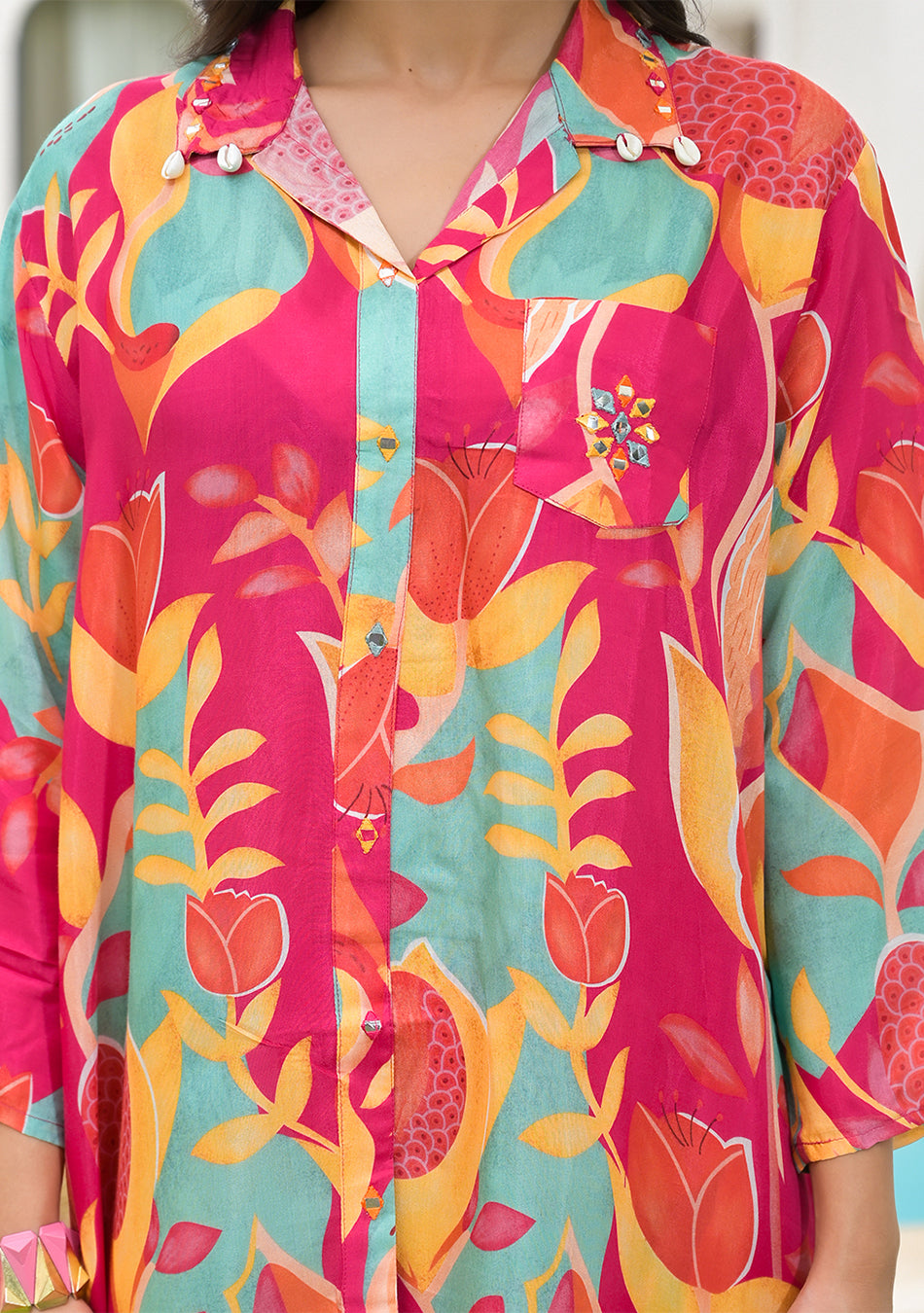 Pink Multi Digital Printed Muslin Co-ord set