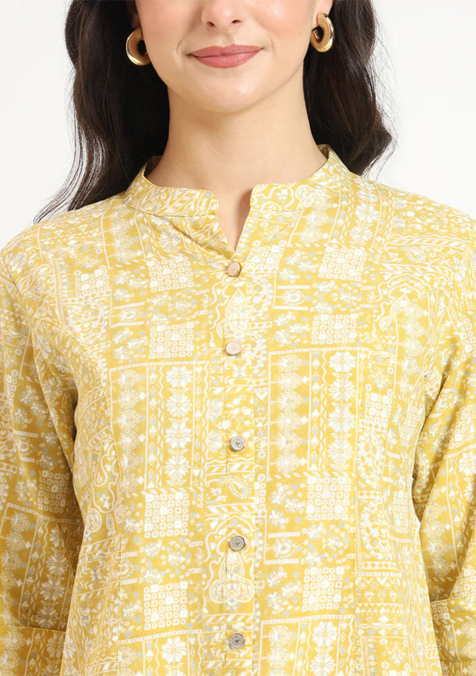 Yellow Cotton Fabric Straight Top