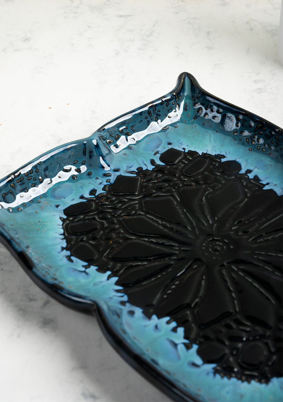 Mandala Blue Ceramic Platter