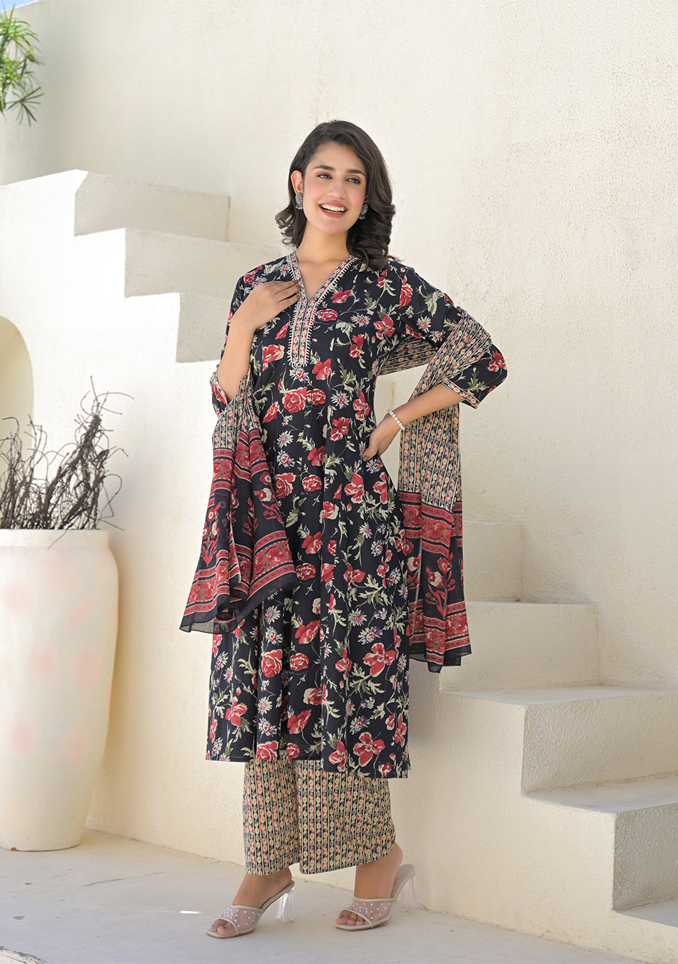 Twilight Rose Anarkali Set