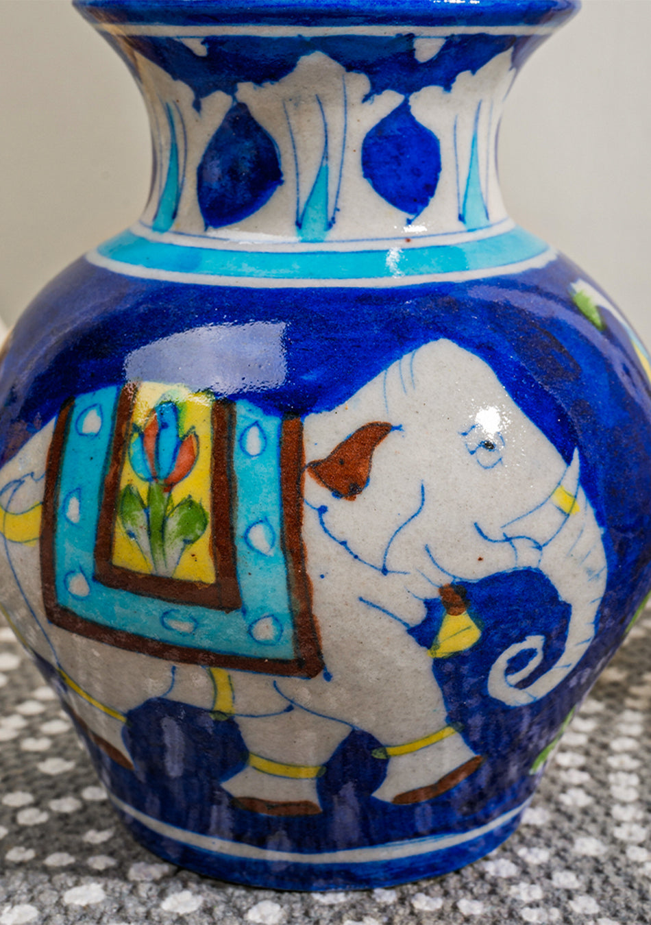 Blue Pottery Elephant Matka Vase
