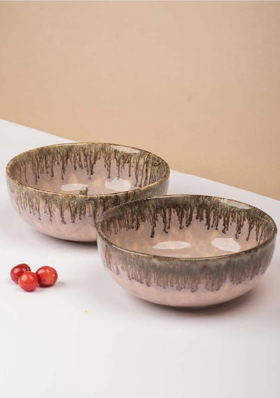 Peachy Sunset Slight Serving Bowls - Set Of 2