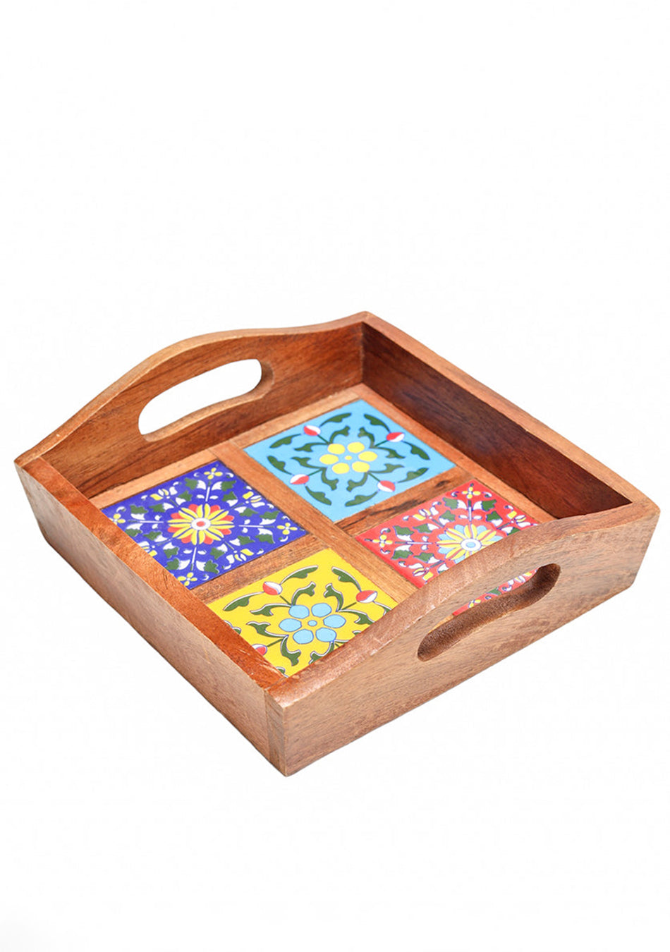 Blue Pottery Boxy Colourful Serving Tray