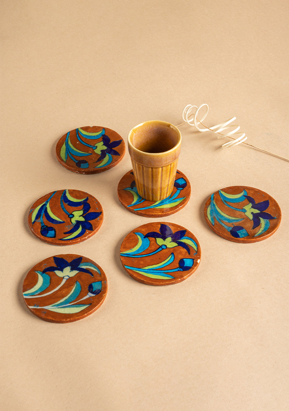 Bloom Blue Pottery Coasters
