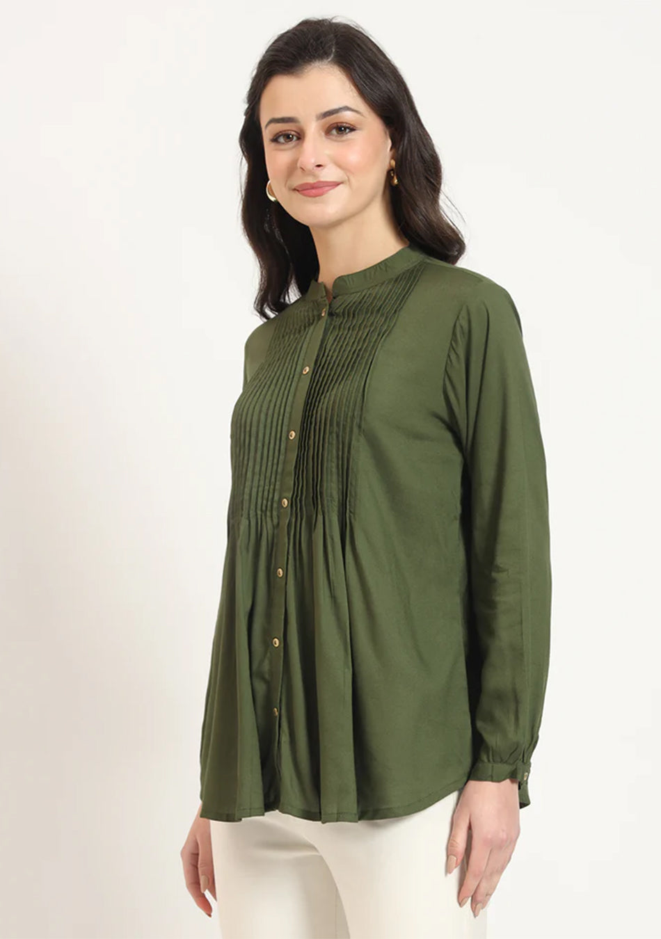 Olive Pintex Top