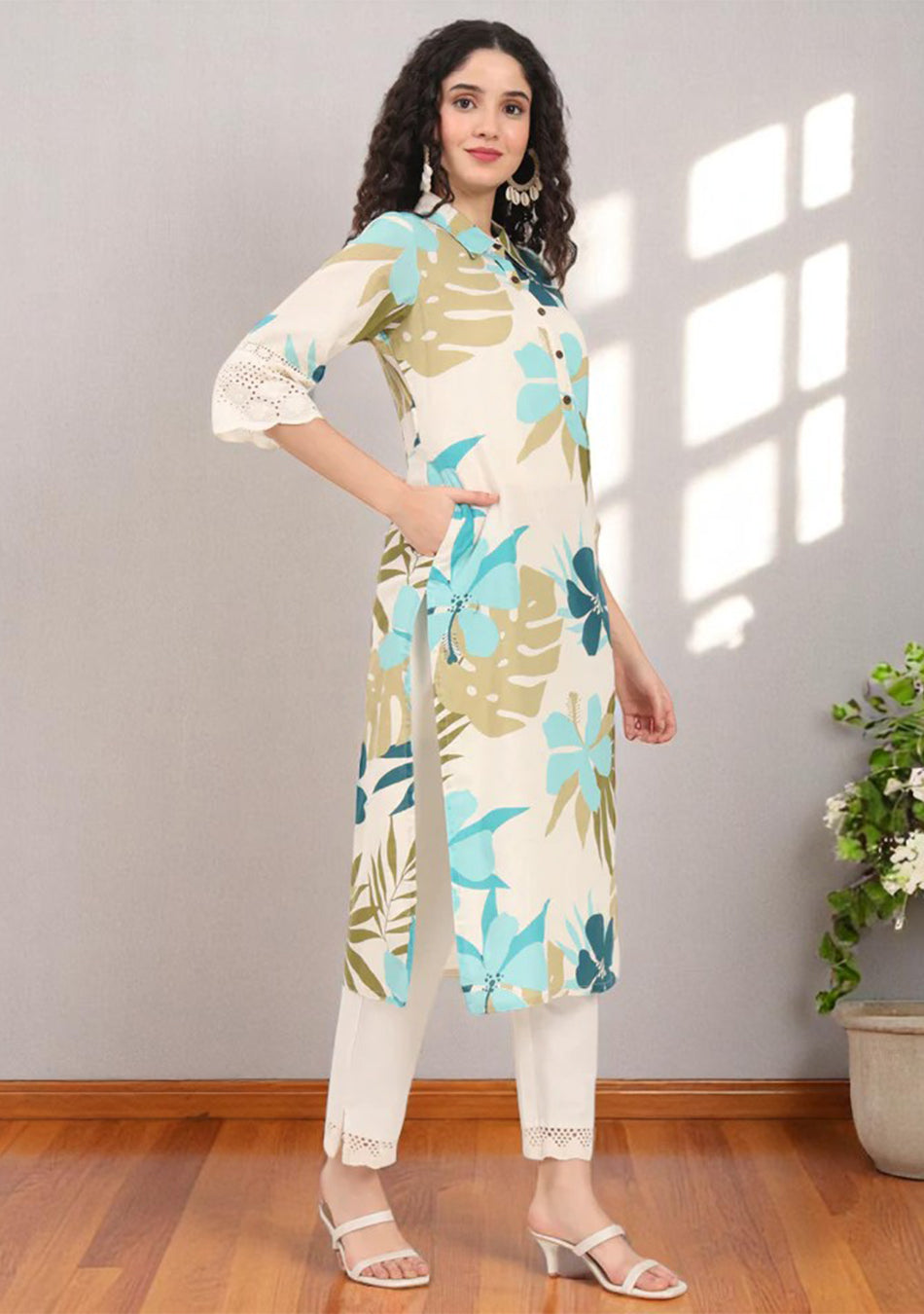 Aqua Olive Tropic Kurta