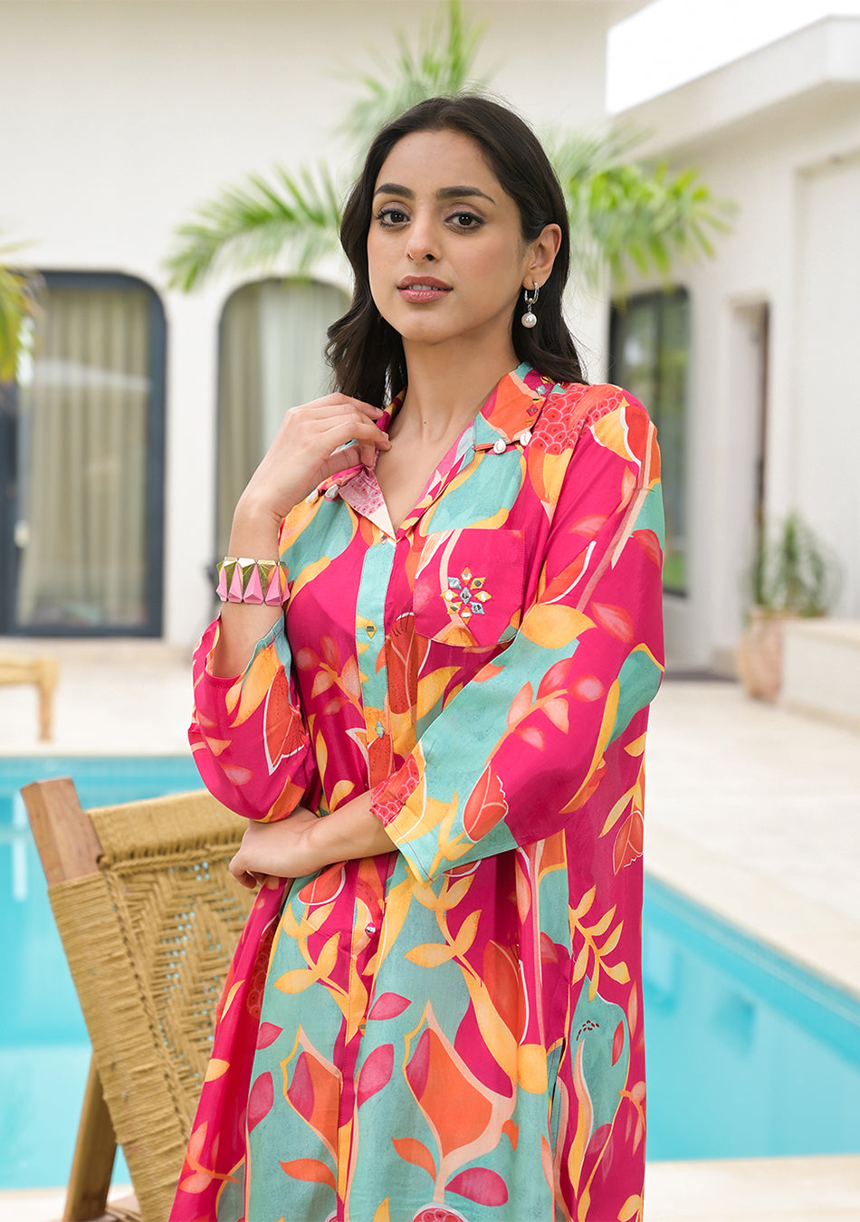 Pink Multi Digital Printed Muslin Co-ord set