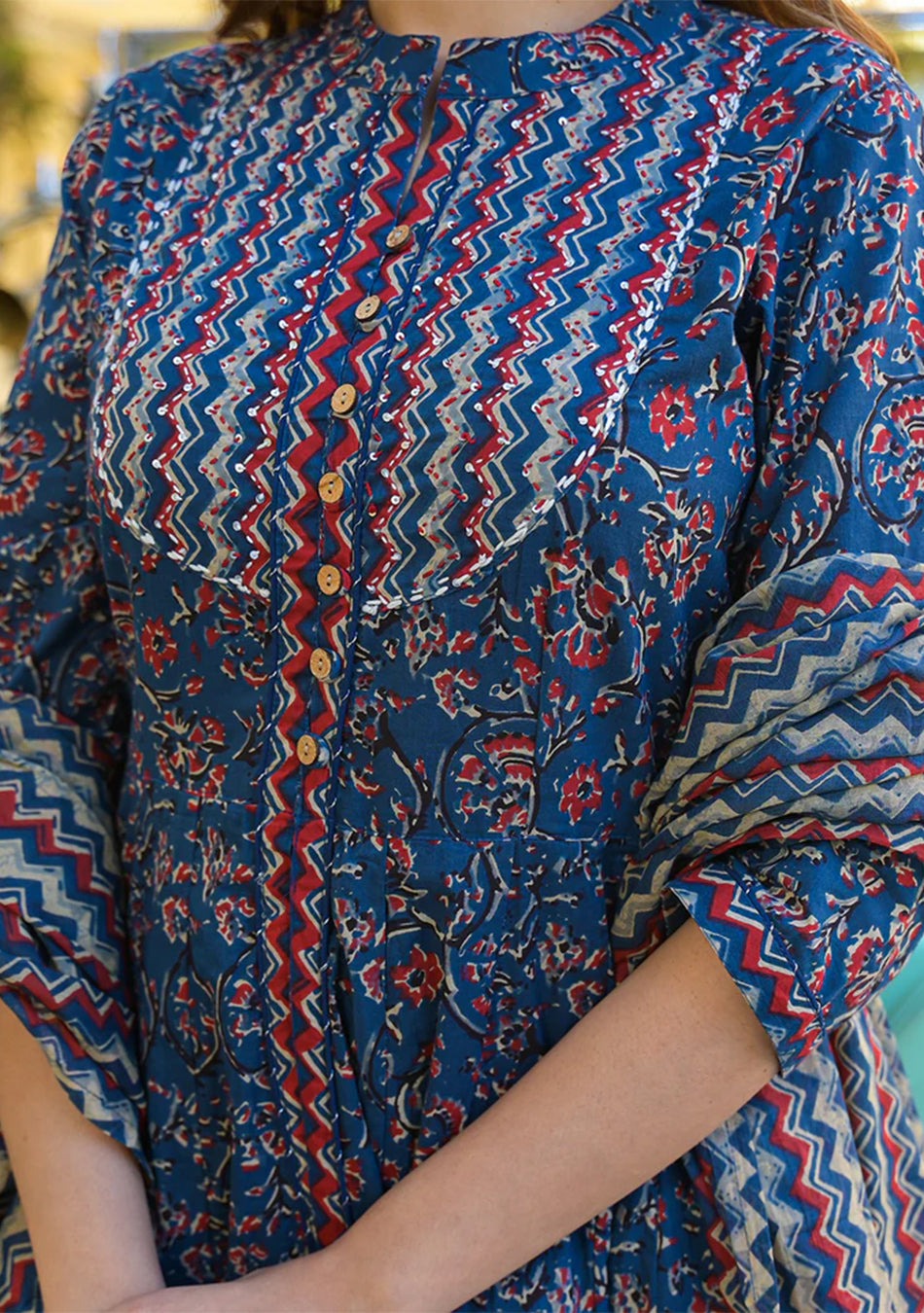 Multicolor Floral Print Cotton Fabric Kurta Pant With Dupatta
