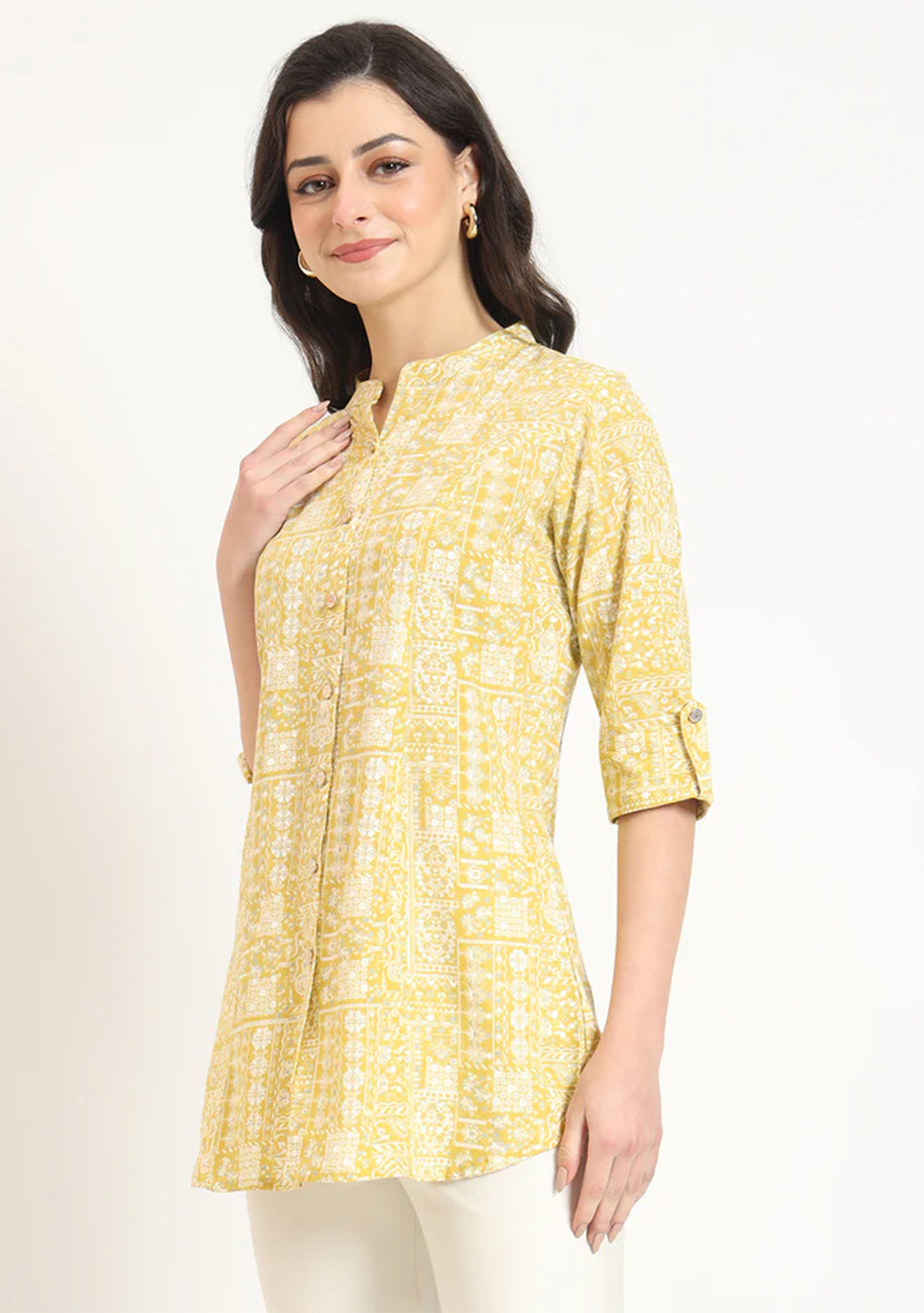 Yellow Cotton Fabric Straight Top