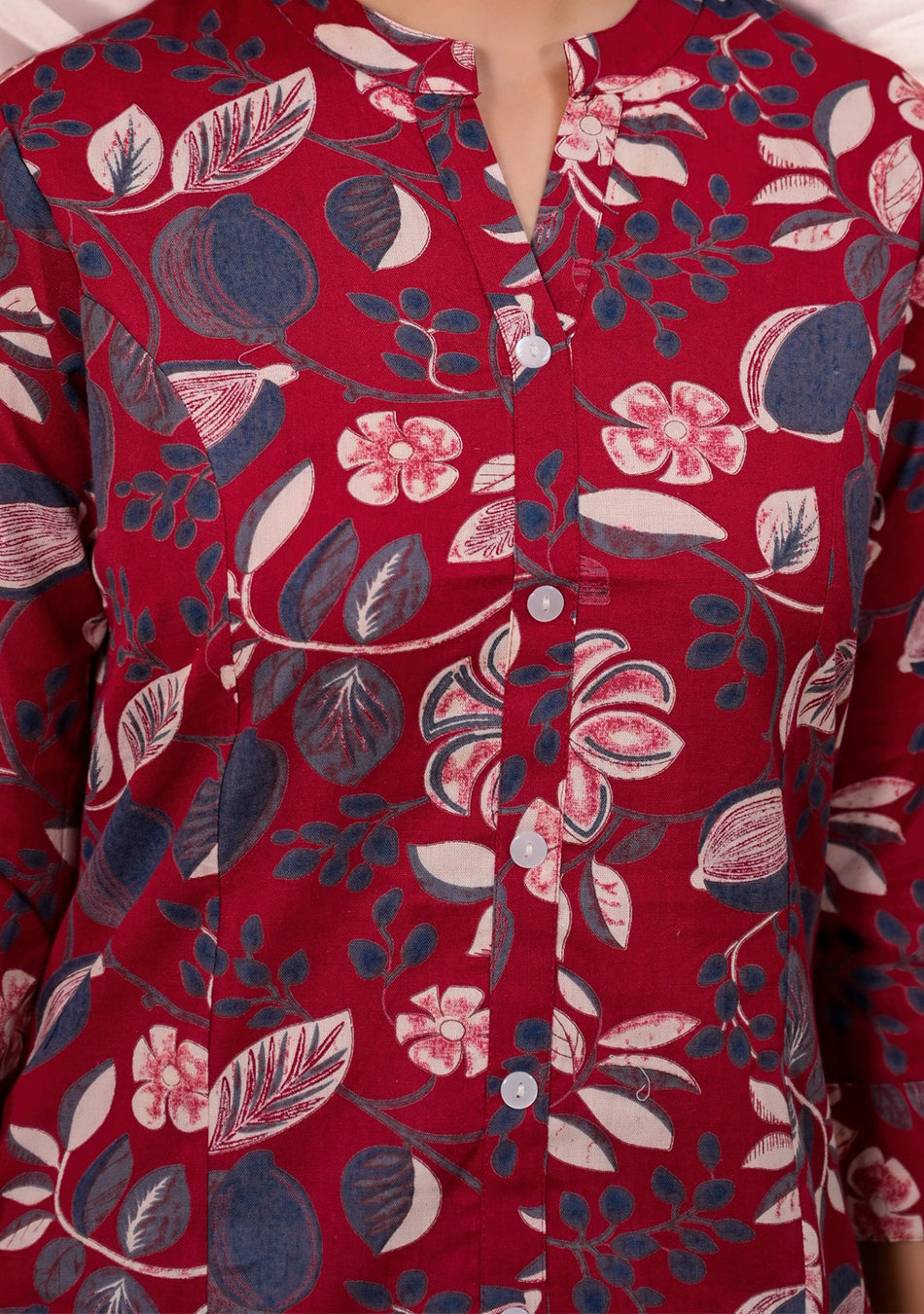 Crimson Blooms Casual Top