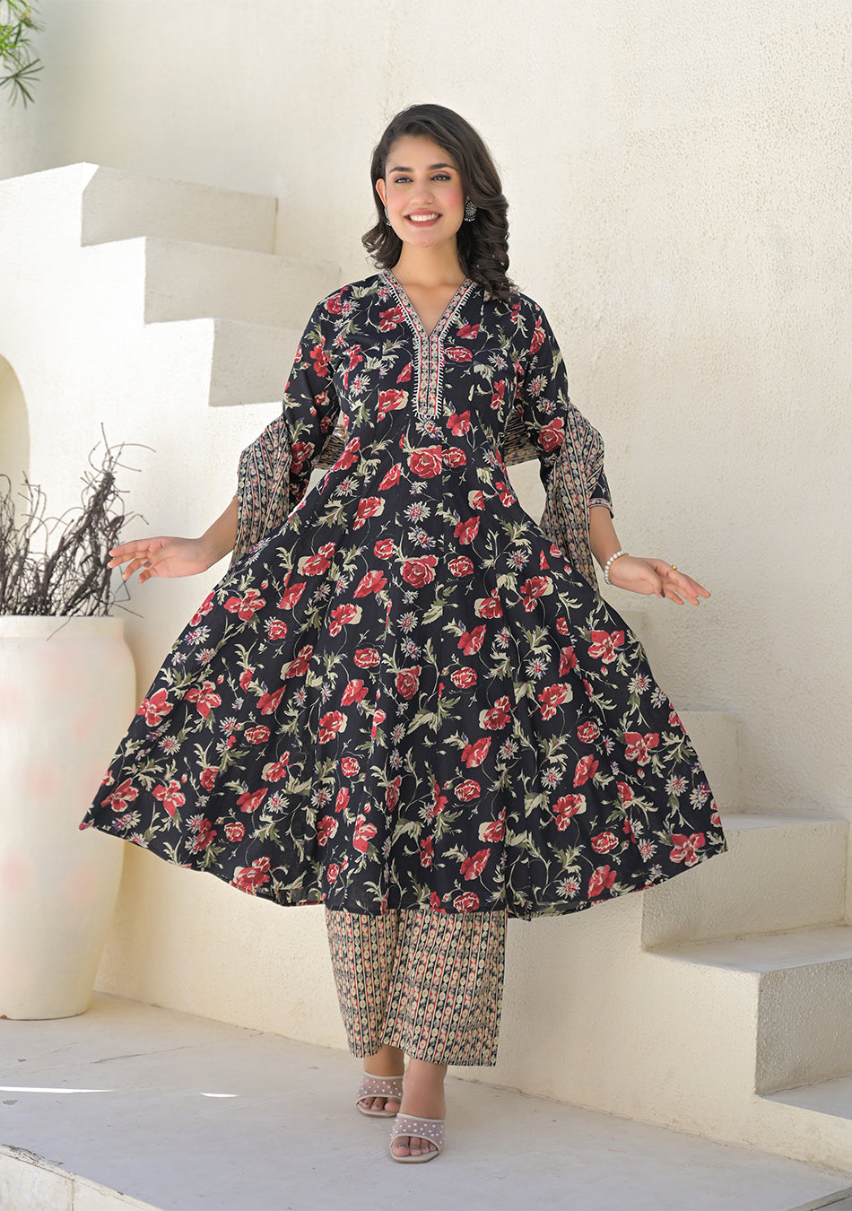 Twilight Rose Anarkali Set