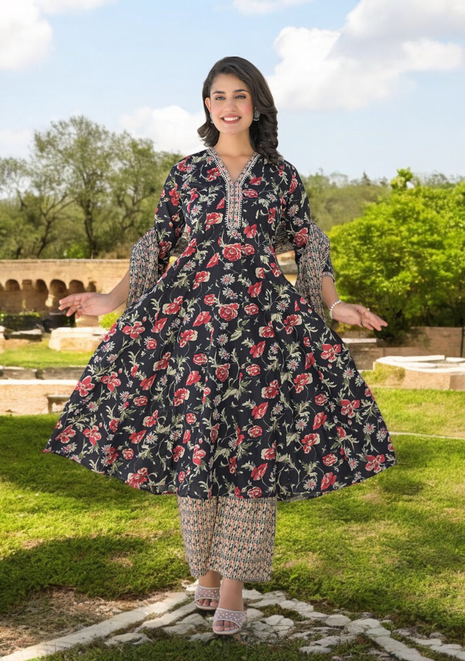 Twilight Rose Anarkali Set