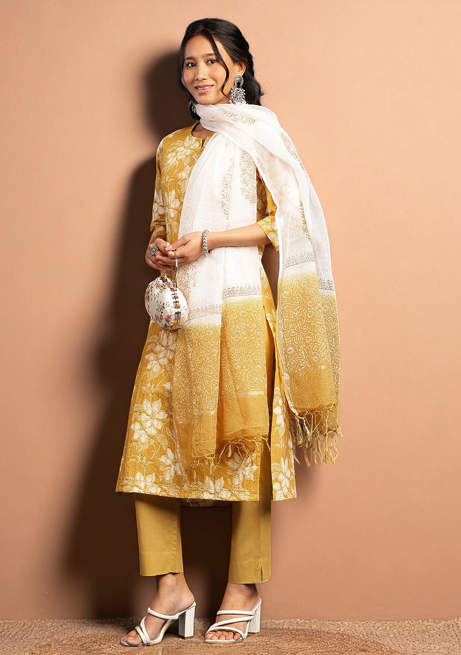 Golden Marigold SUIT SET WITH KOTA DUPATTA