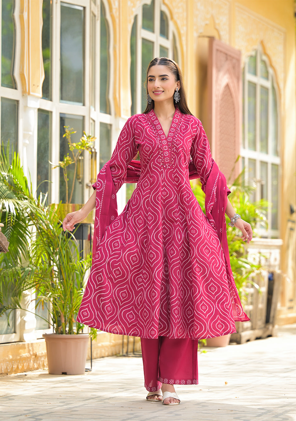 Vibrant Red Anarkali suit set