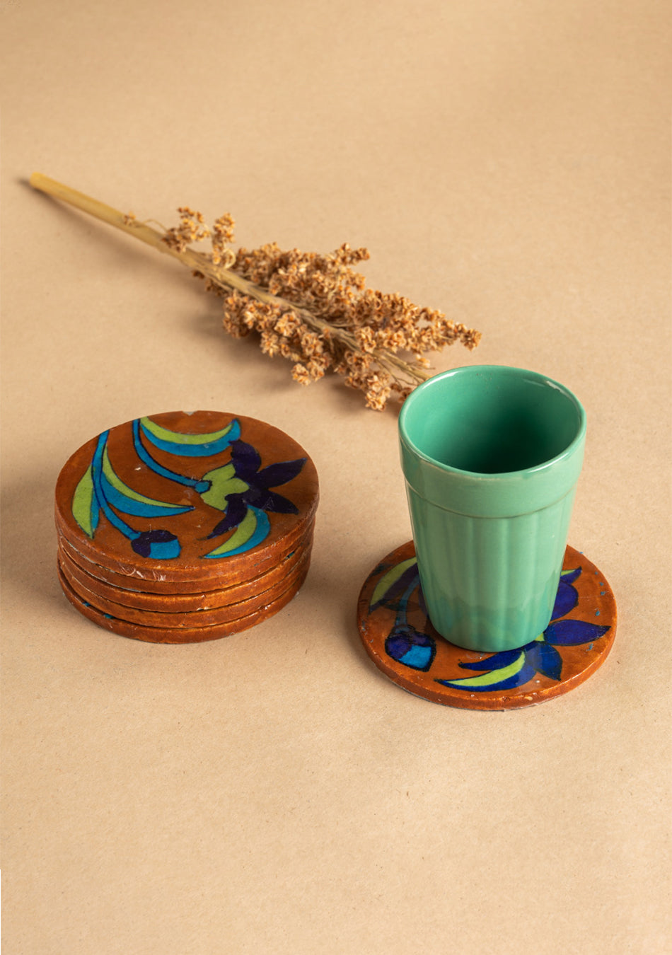 Bloom Blue Pottery Coasters