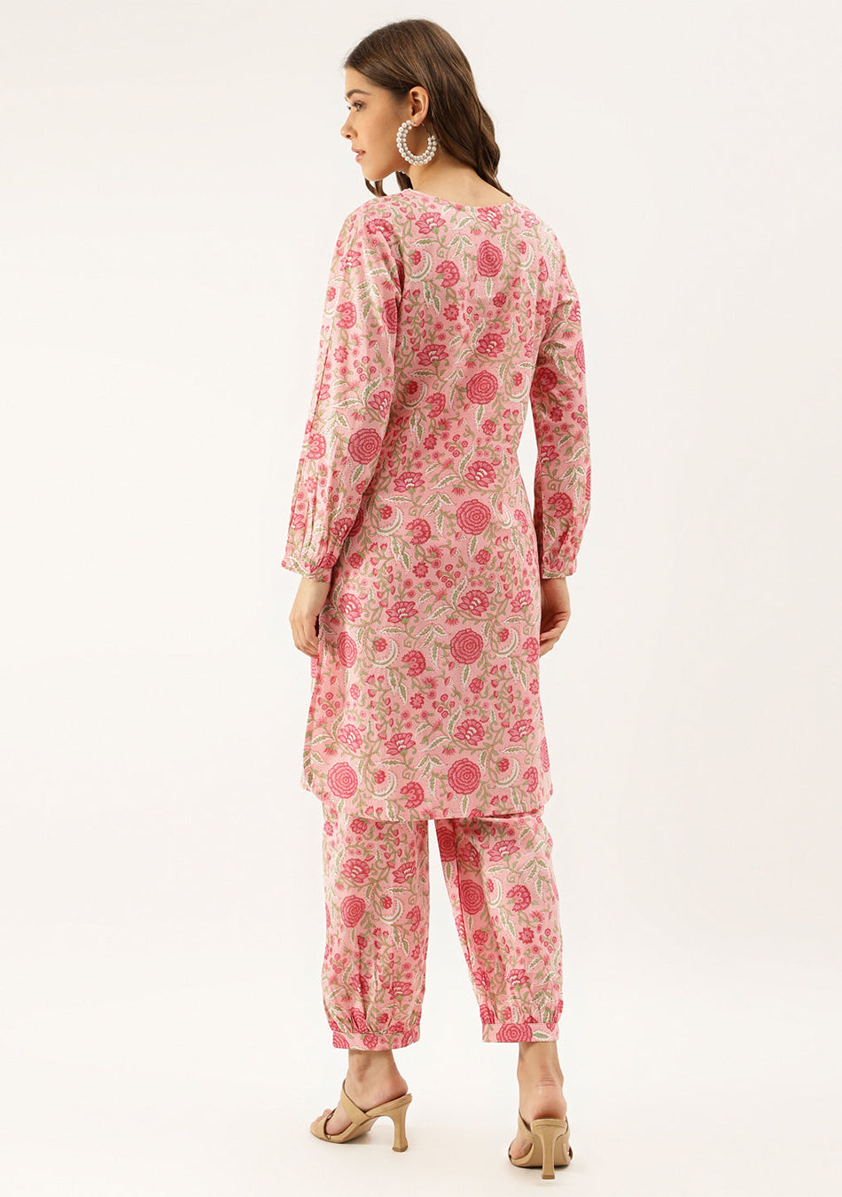 Pink Floral Print Cotton Co-ord set