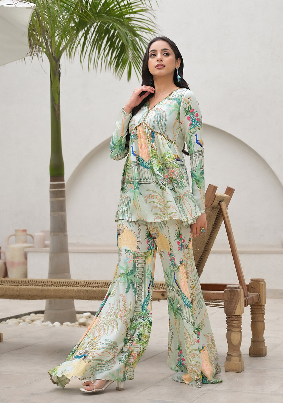 Green Digital Printed Muslin Co-ord set