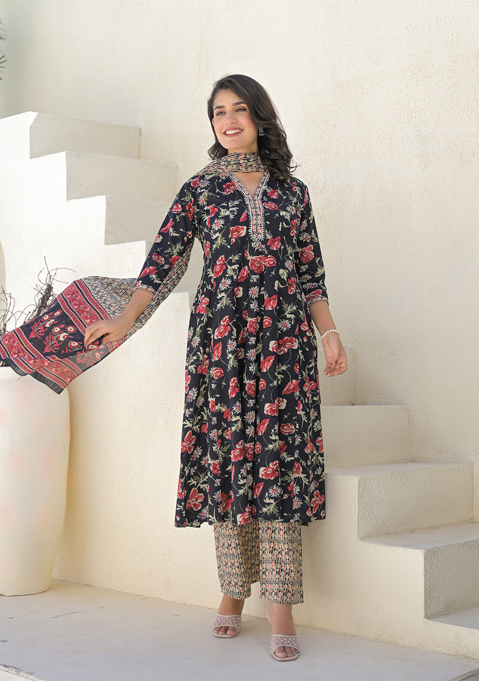 Twilight Rose Anarkali Set