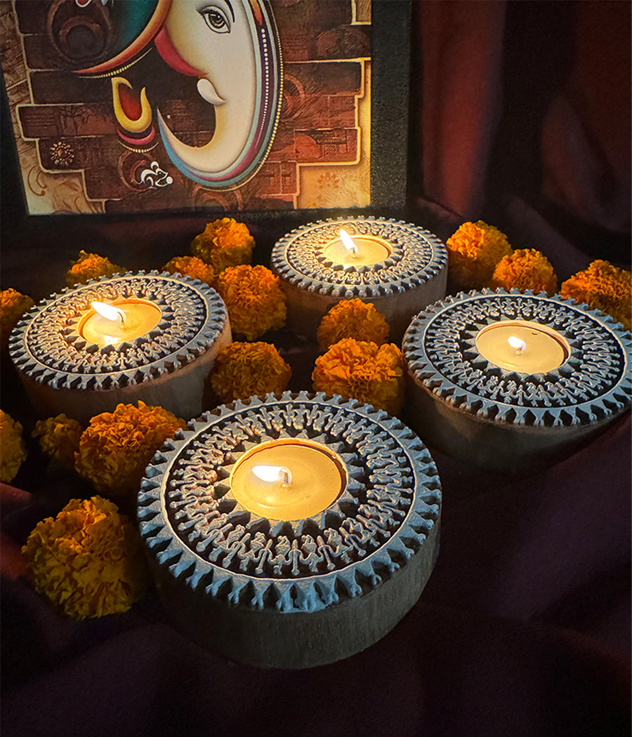 Wooden Devotion handcrafted Diya (Set of 4 Diyas)