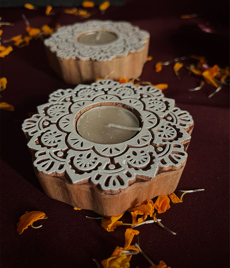 Wooden Devine handcrafted Diya - Set of 4 Diyas
