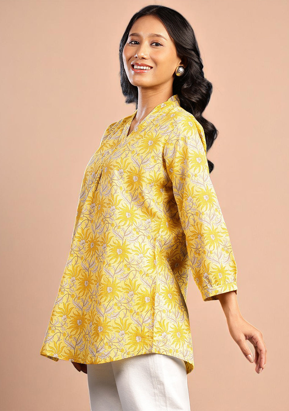 Sunflare Bloom Pleated Top