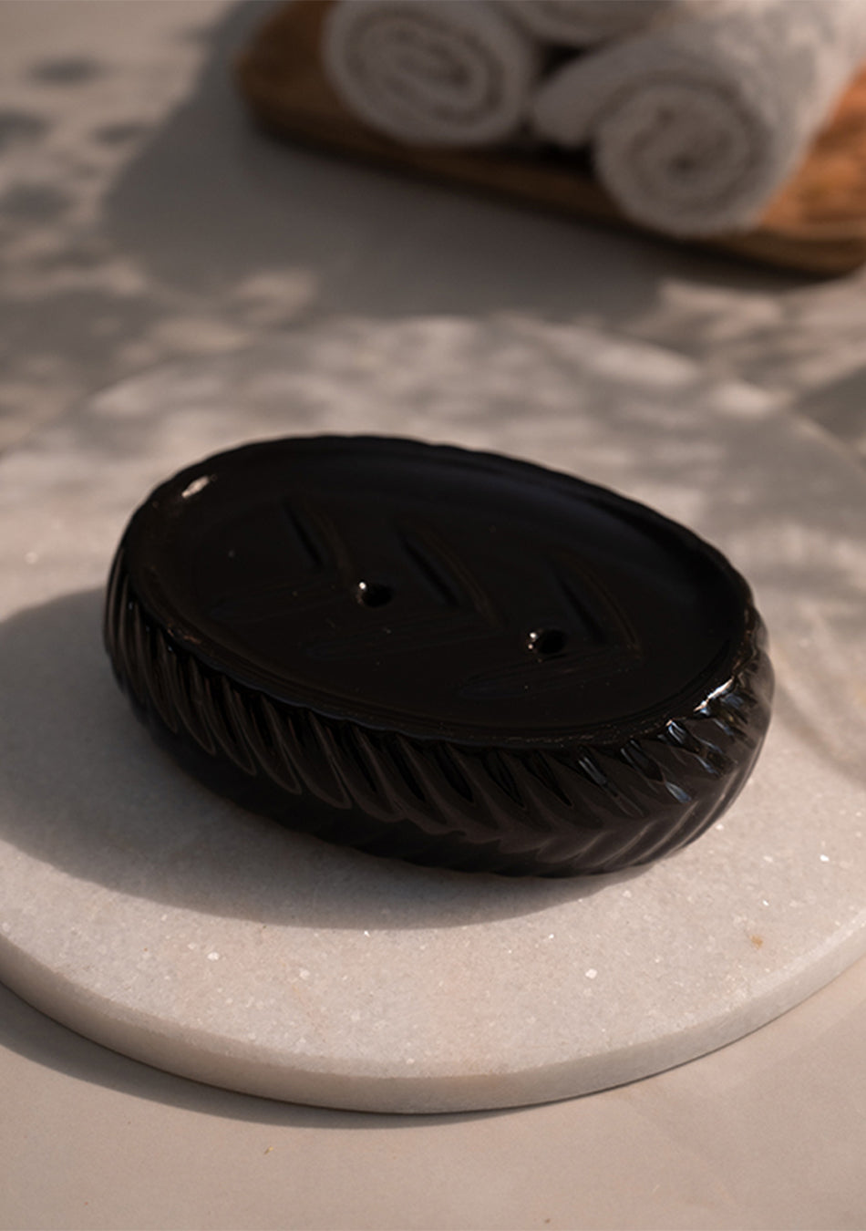 Black Striped Bathroom Set