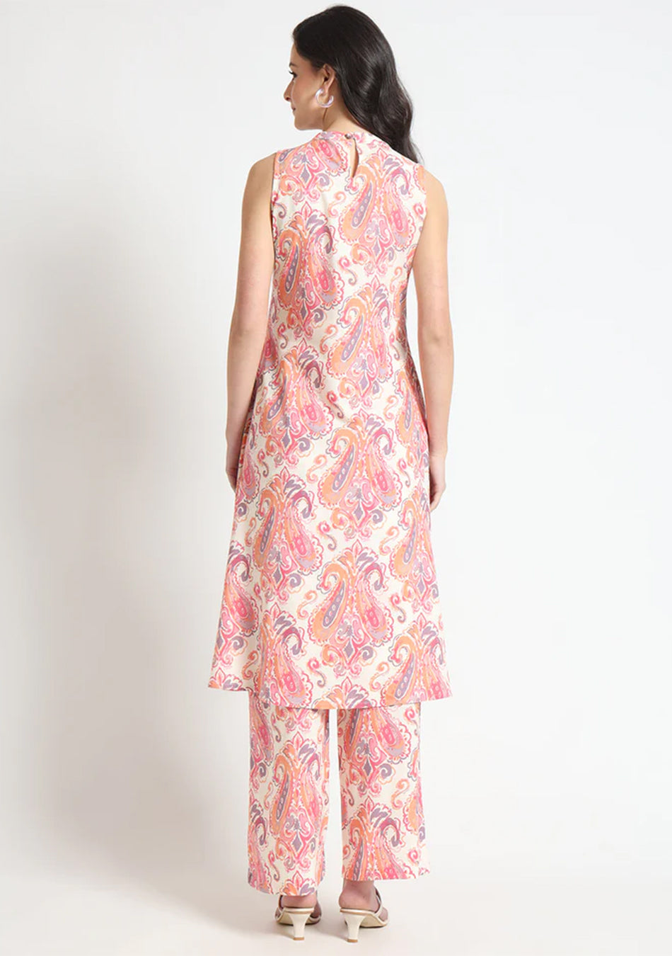 Cream Floral Print Rayon Fabric Straight Kurta with Pant