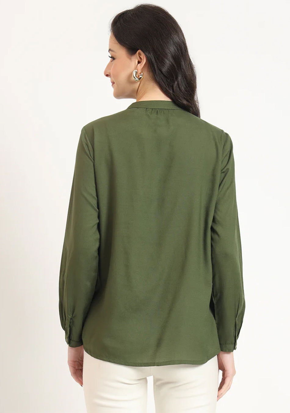 Olive Pintex Top