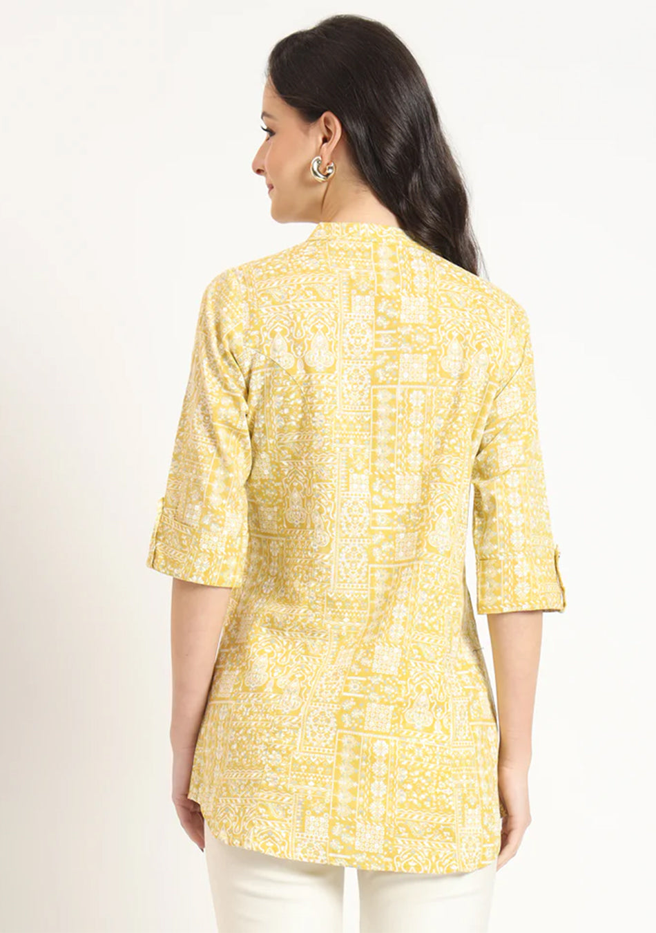 Yellow Cotton Fabric Straight Top