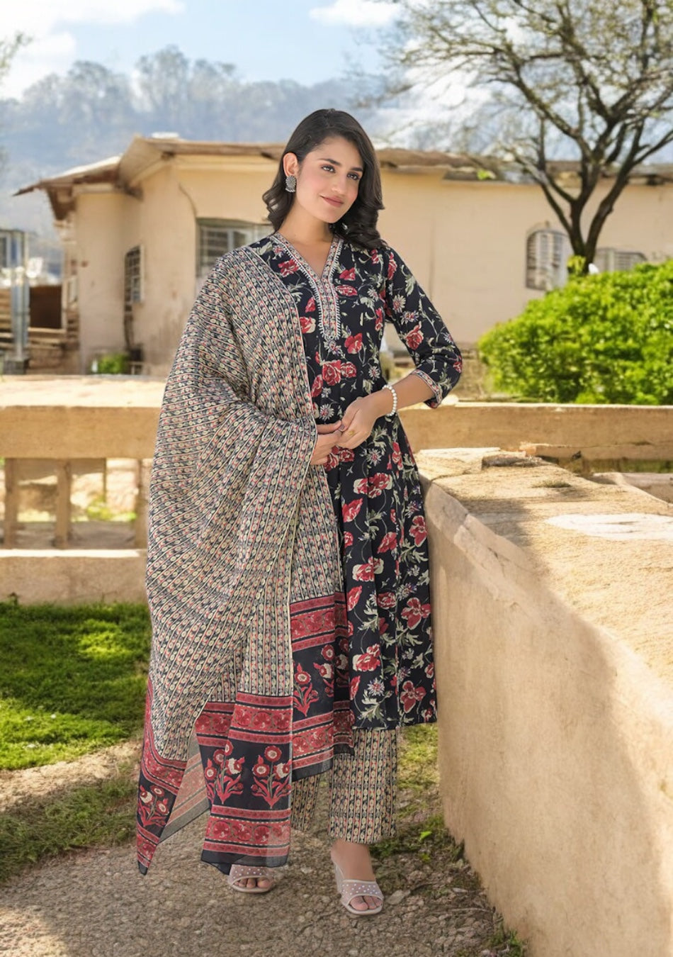 Twilight Rose Anarkali Set