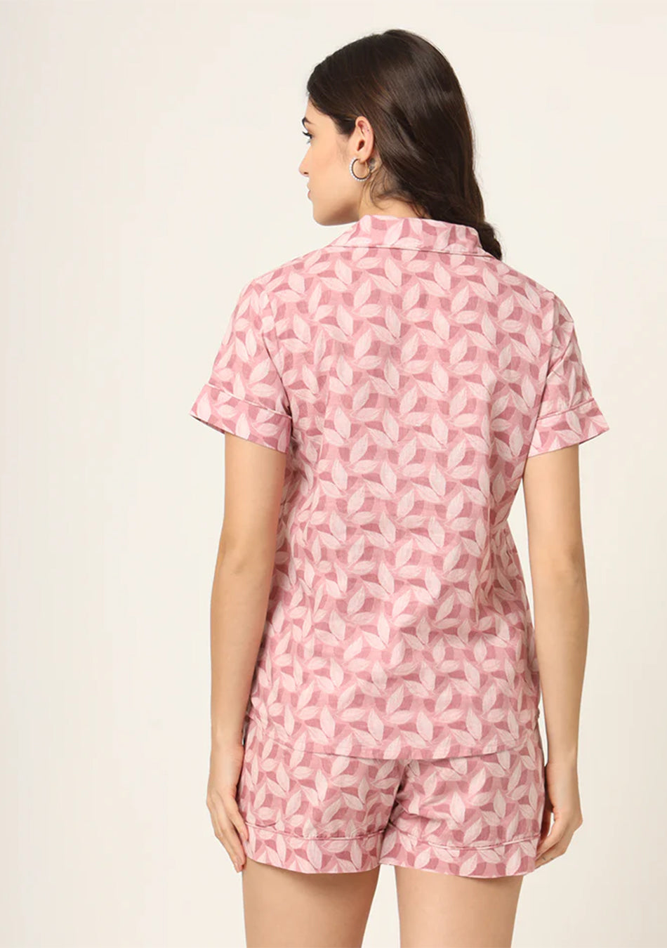 Pink Printed Pure Cotton Regular Night Suit