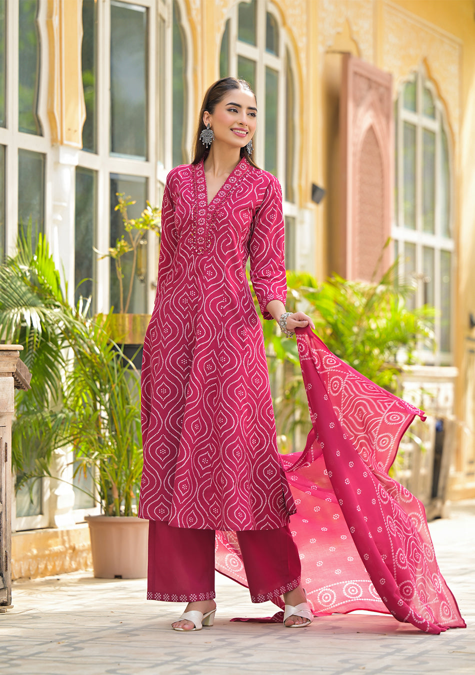 Vibrant Red Anarkali suit set