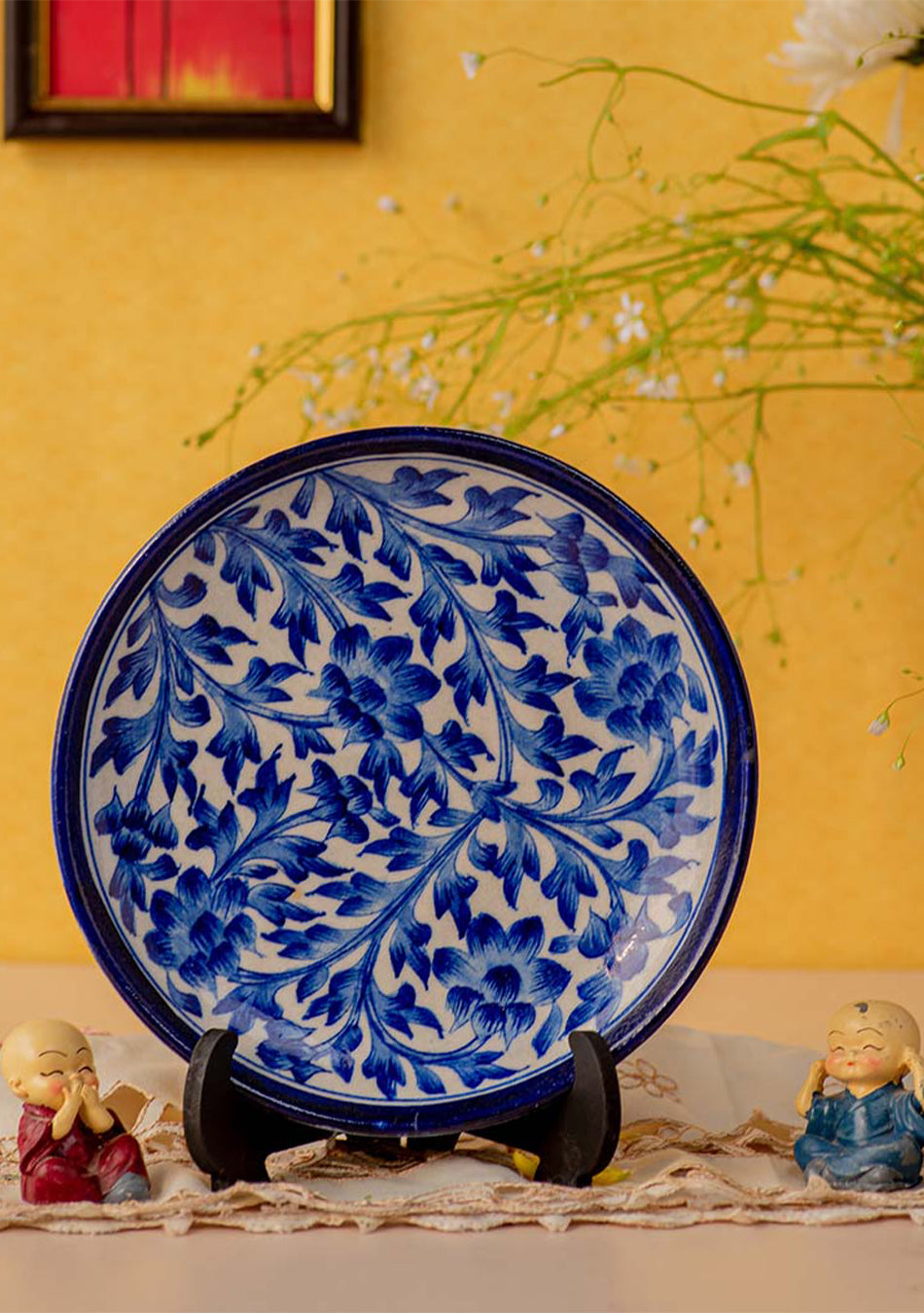 Blue Pottery Blue Floral Handcrafted Decorative Plate