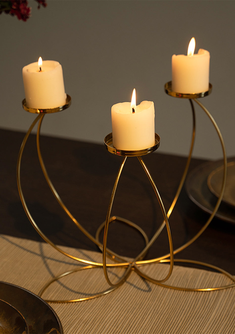 Gold Clover Candle Stand