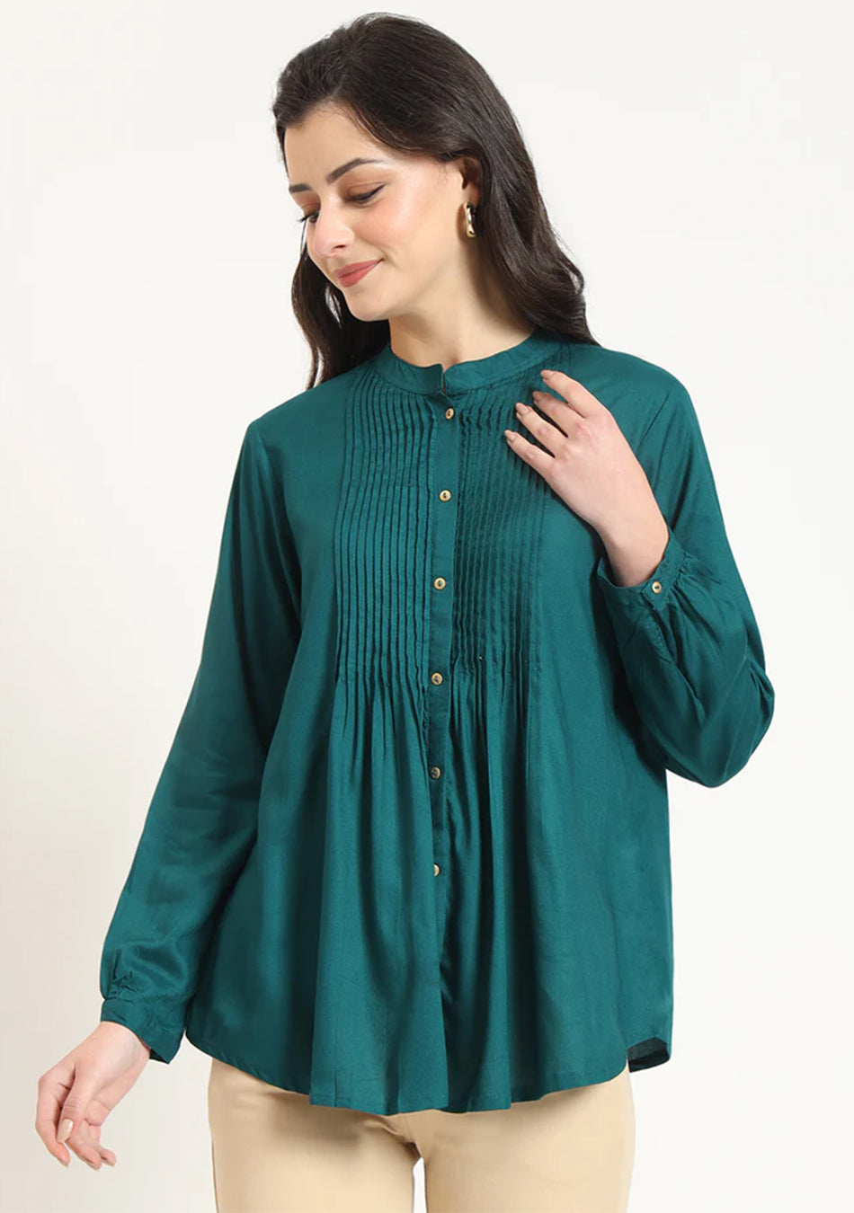 Olive Green Pintex Top