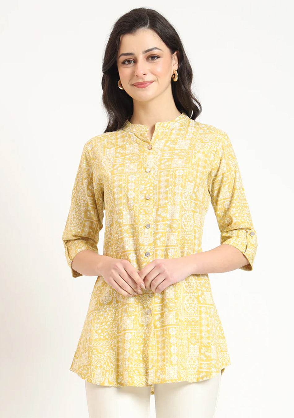 Yellow Cotton Fabric Straight Top