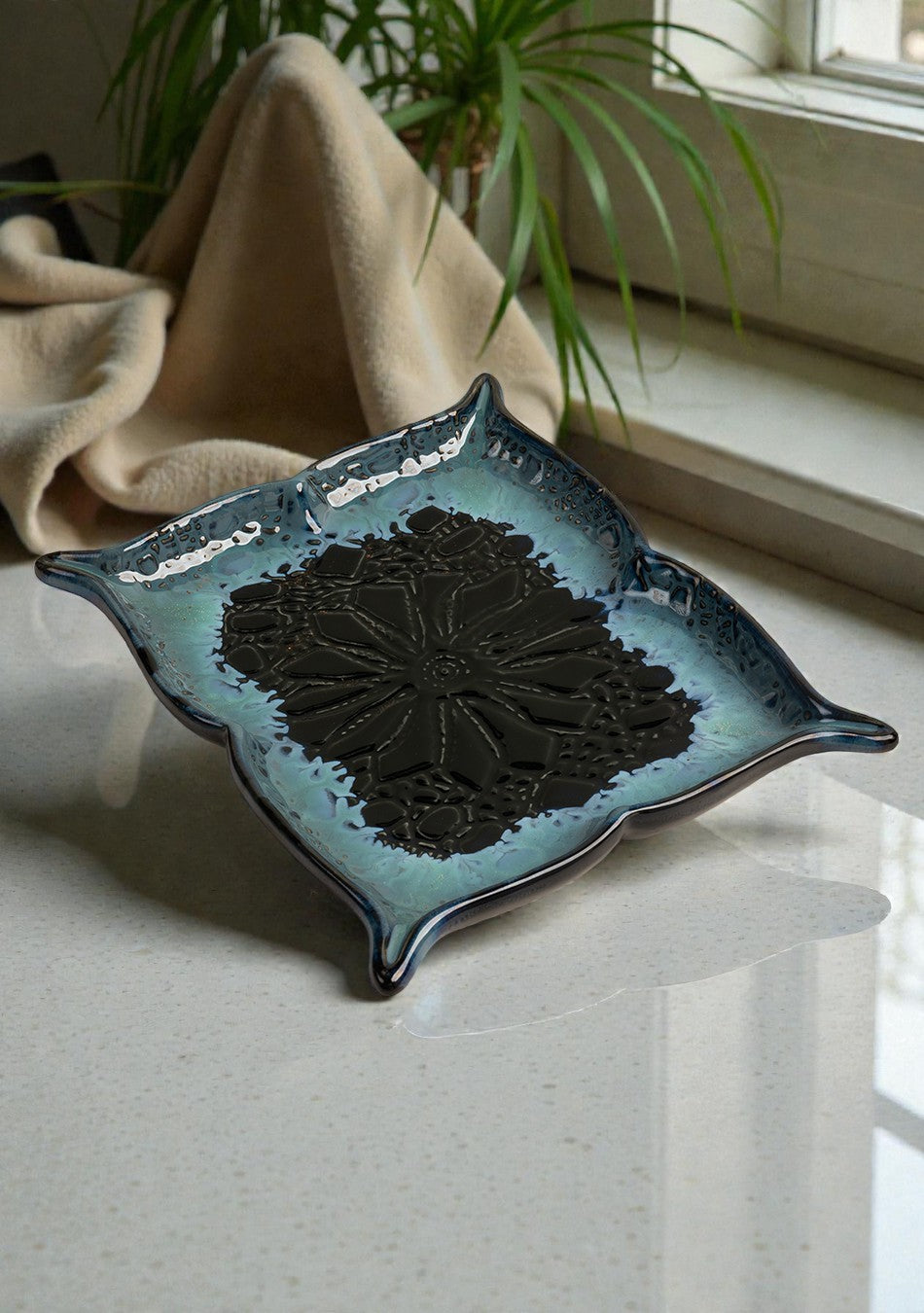 Mandala Blue Ceramic Platter